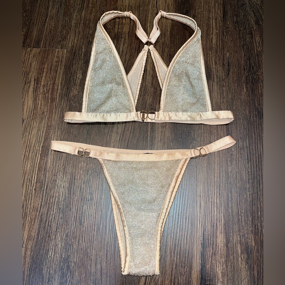 Victoria Secret Metallic Gold 2pc Set